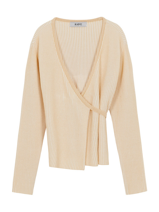 Two Tone Wrap Knit in Yellow Ivory_VK0AP2210