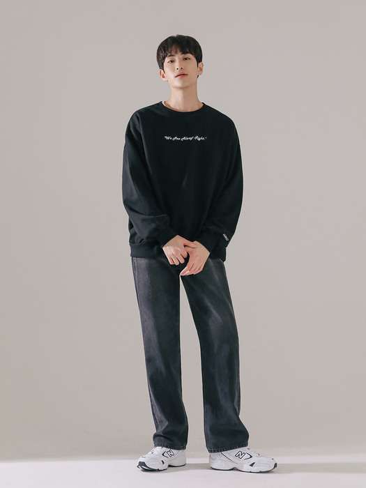 T003 LETTERING EMBROIDERY CREWNECK_BLACK