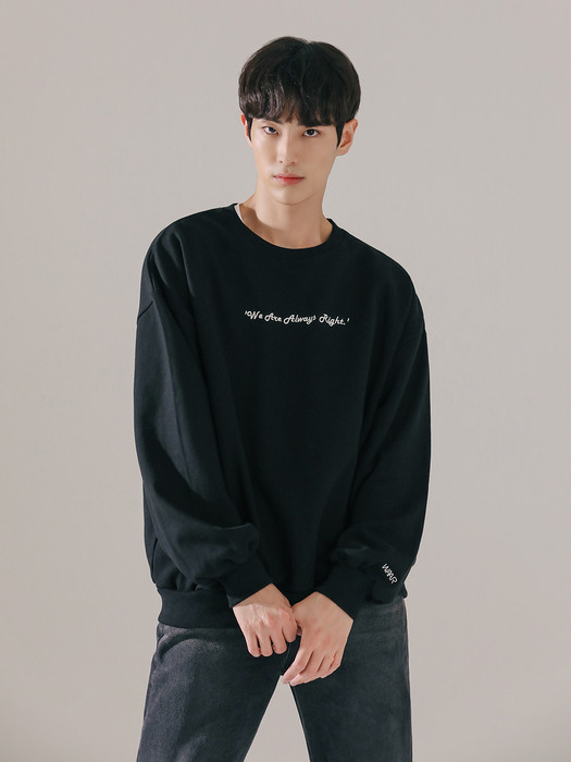 T003 LETTERING EMBROIDERY CREWNECK_BLACK