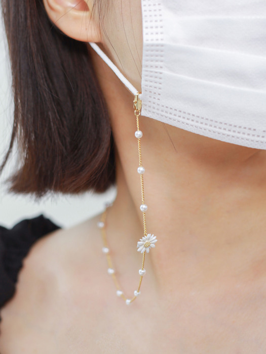DAISY FLOWER PEARL MASK STRAP_MS0003