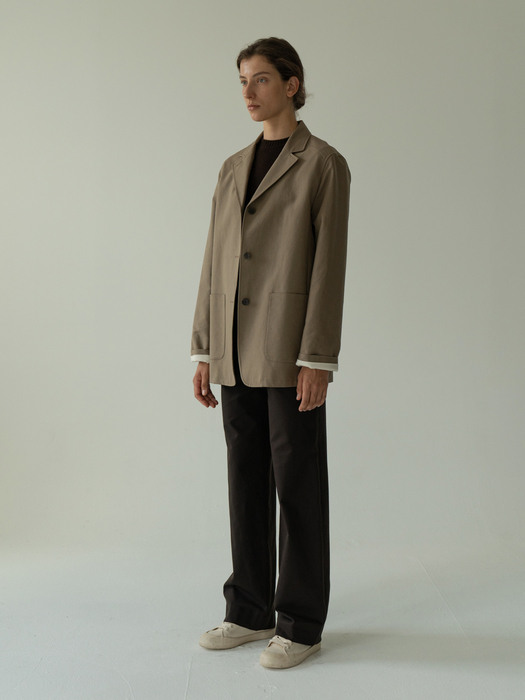 cotton single jacket (khaki beige)