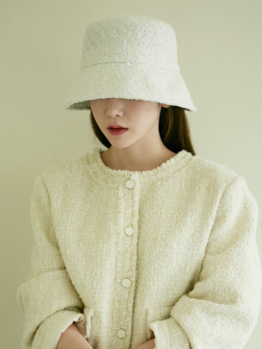 Tweed bucket hat (Ivory)