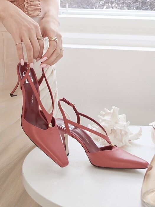 5cm / 8cm Layered Ring Slingback_Coral Red