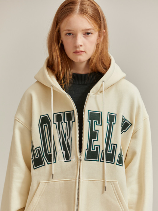 LONELY/LOVELY HOODIE ZIP-UP IVORY 