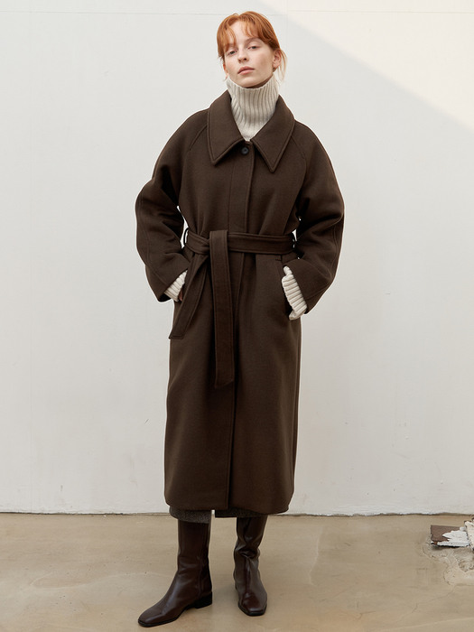 Wool raglan coat - Khaki Brown