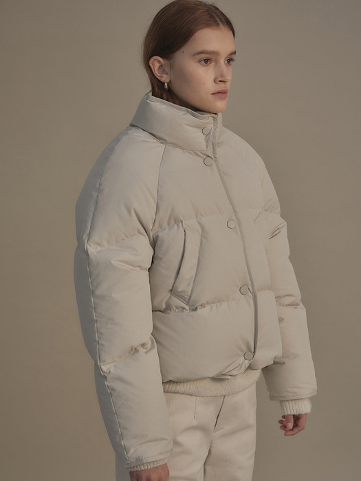 Cropped string puffer jacket (White fog)