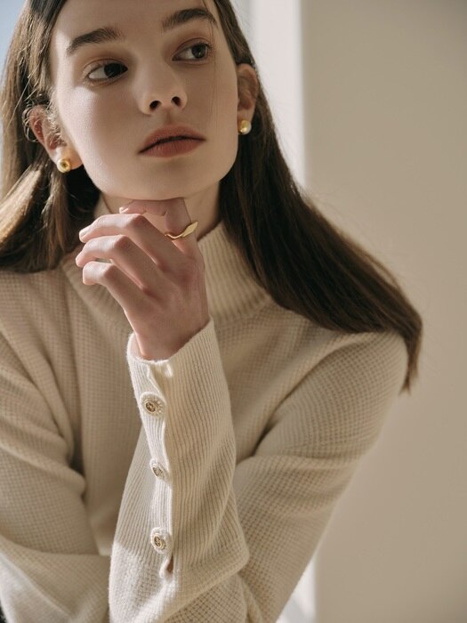Cashmere victoria button detail pullover - Ivory