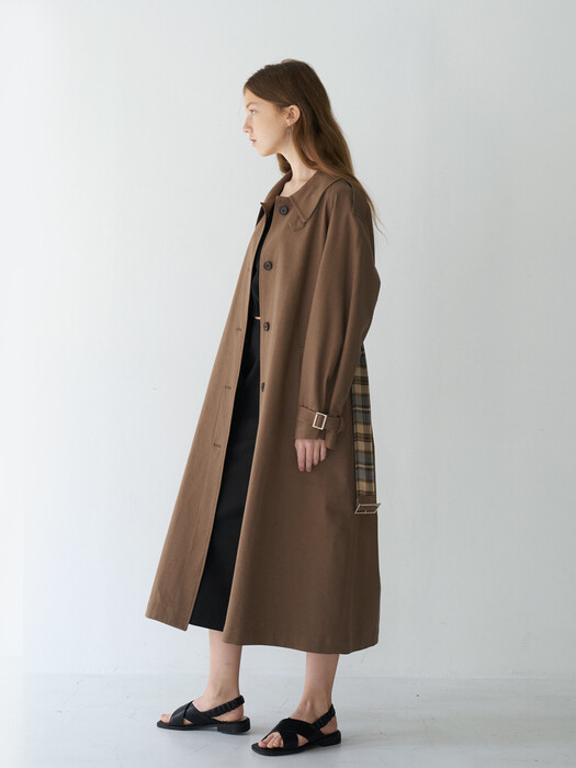 21 Spring_Brown A-Line Single Trench Coat 