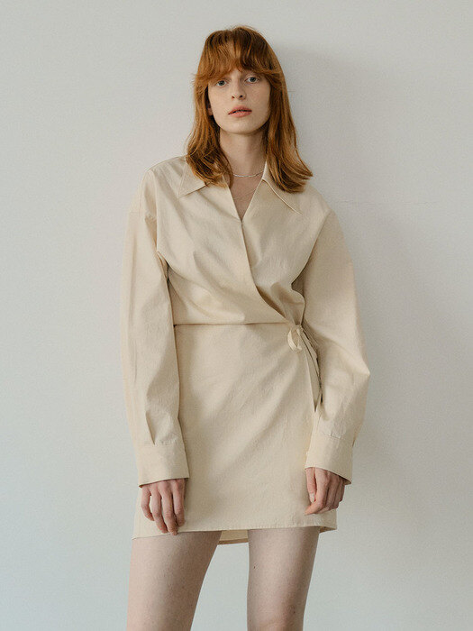 SHIRT WRAP DRESS - IVORY