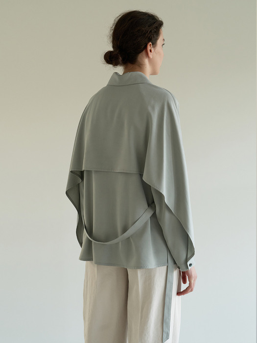 TOS BACK FLAPPED BLOUSE MINT GREY