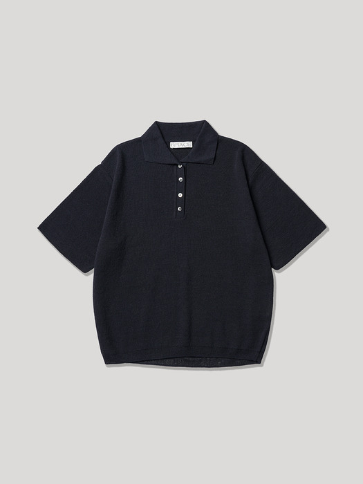 Button knit_Navy 