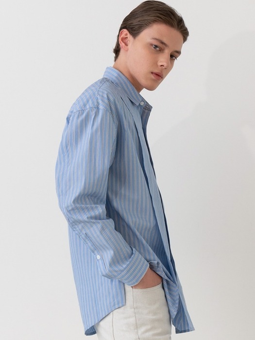 Addition Over Stripe Shirt - Blue