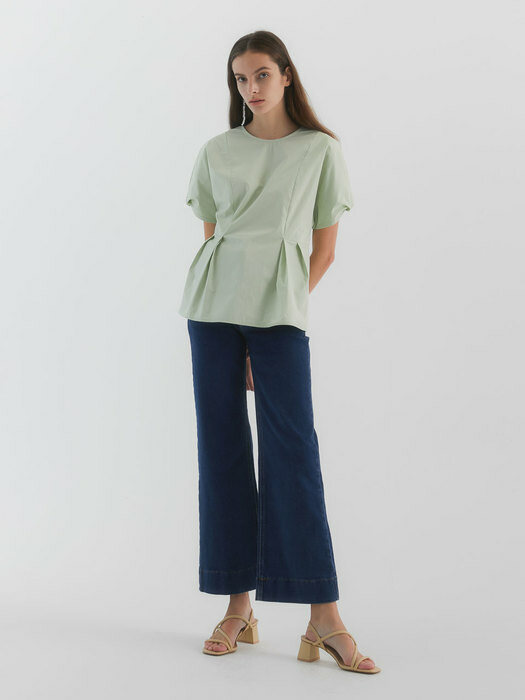 Merry Peplum Dart Blouse_Light Green