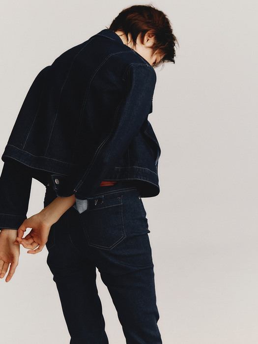 Cropped Denim Jacket + Mid-rise Slim Straight Jeans SET (RAW)