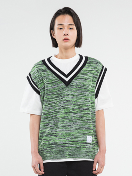 Color Mix Knit Vest Green (MCVCB4102)
