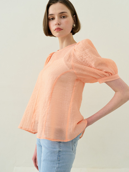 monts 1302 see-through blouse (coral)