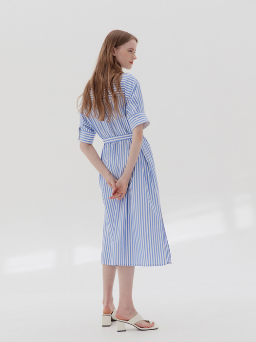 [N]SINCHANG Shirt dress (Blue stripe)