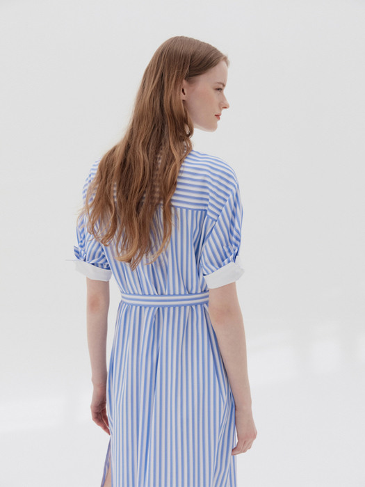 SINCHANG Shirt dress (Blue stripe)