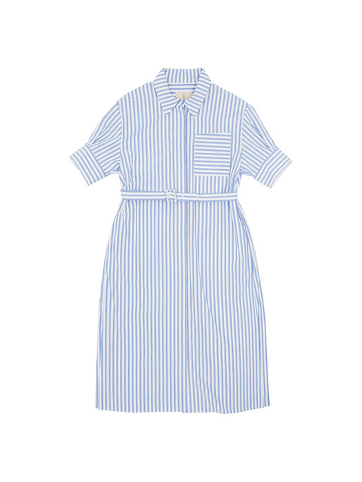 SINCHANG Shirt dress (Blue stripe)