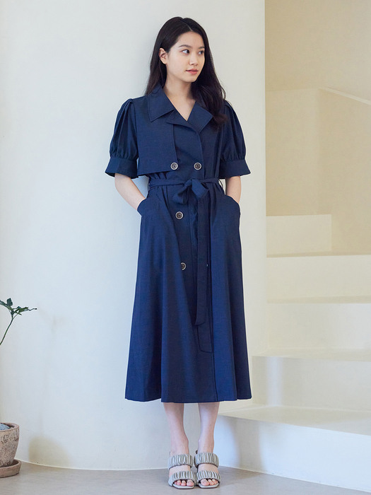 Summer Trench Style Jacket One-piece_navy