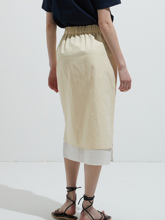 Twofold linen skirt - Light yellow