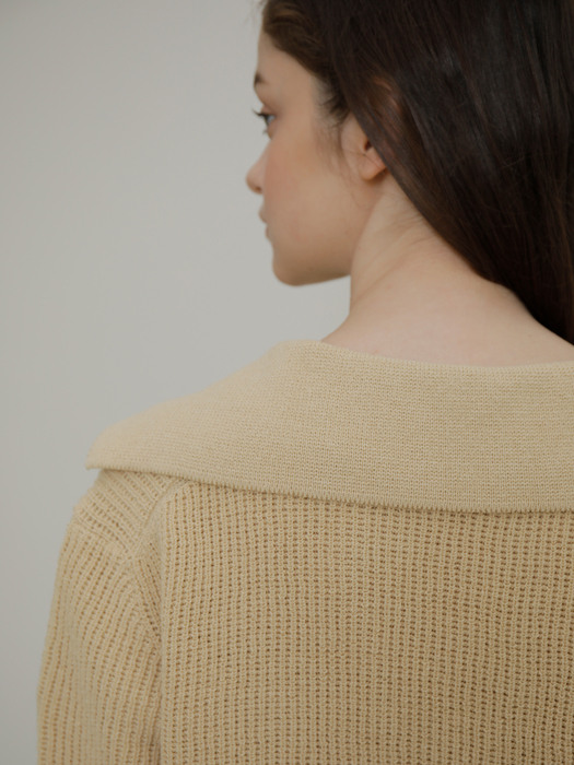 Cotton collar sweater Butter Yellow