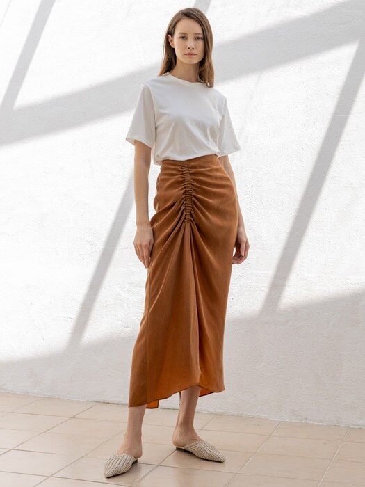 Cupra Shirring Long Skirt (2 Colors)_RF19SMSK07