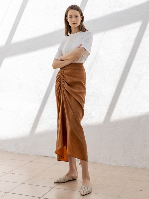 Cupra Shirring Long Skirt (2 Colors)_RF19SMSK07