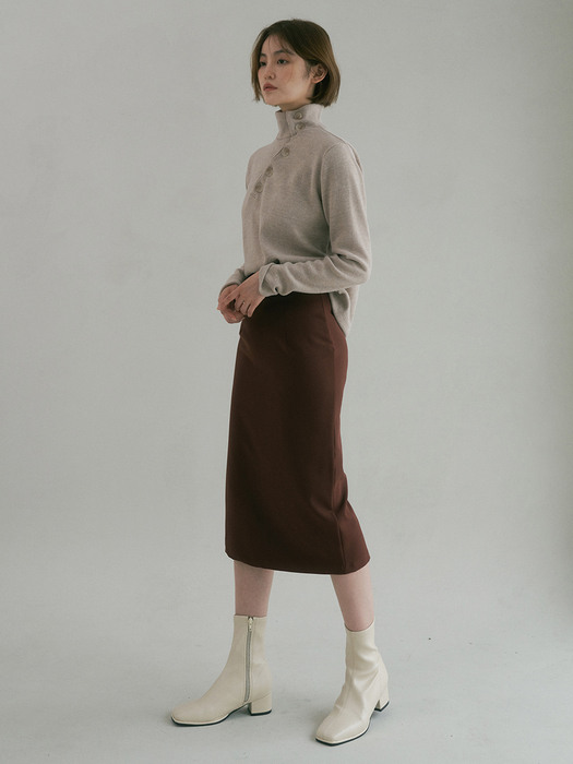 NOS BACK SLIT SKIRT BROWN