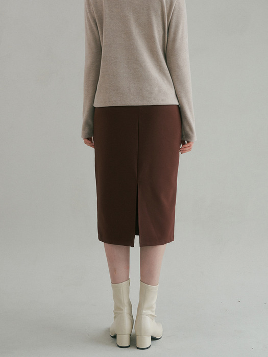 NOS BACK SLIT SKIRT BROWN