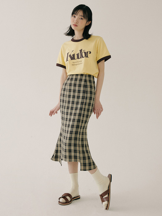 KST MERMAID CHECK SKIRT BLACK