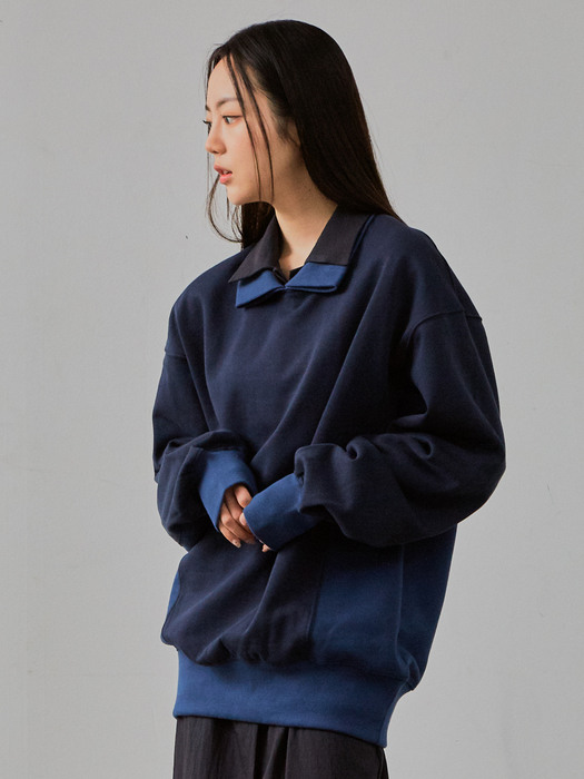 Reversible polo sweatshirts blue/navy