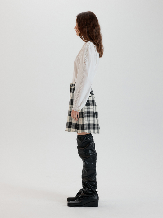 TRUDY Check Patterned Mini Skirt - Black/Ivory Check