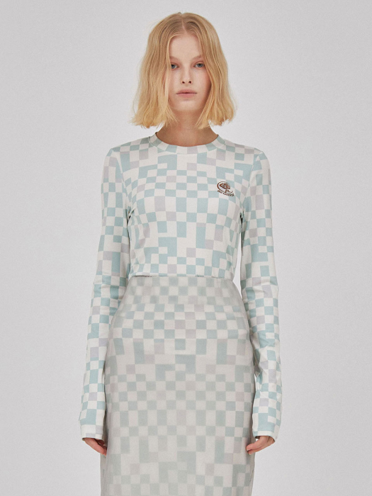 Checkerboard Full Print T-Shirt in Mint VW1AE131-31