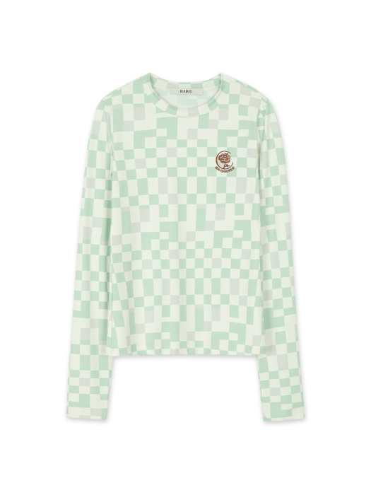Checkerboard Full Print T-Shirt in Mint VW1AE131-31