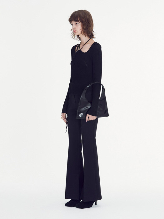 DOUBLE-FACE FLARED TROUSERS (BLACK)