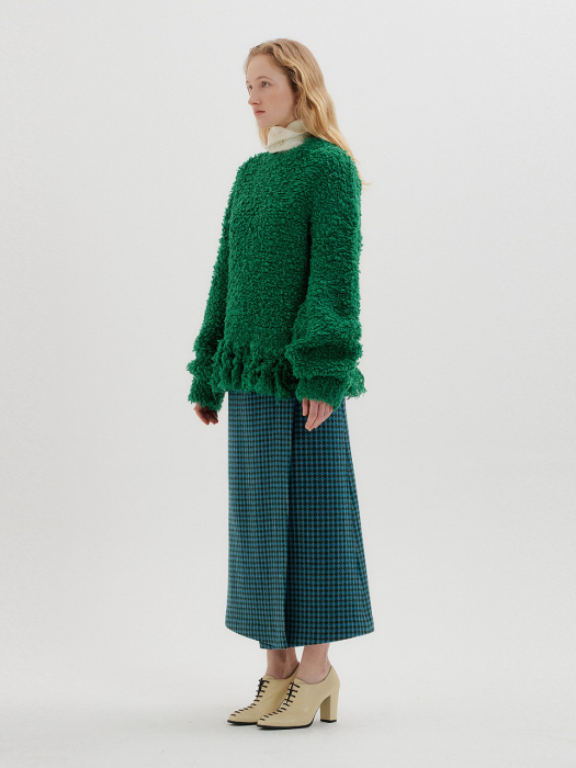 TREE Fringed Knit Pullover - Green