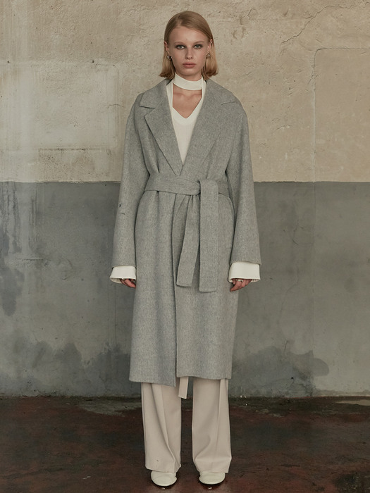 MANET Cashmere Blended Wool Coat_Soft Gray