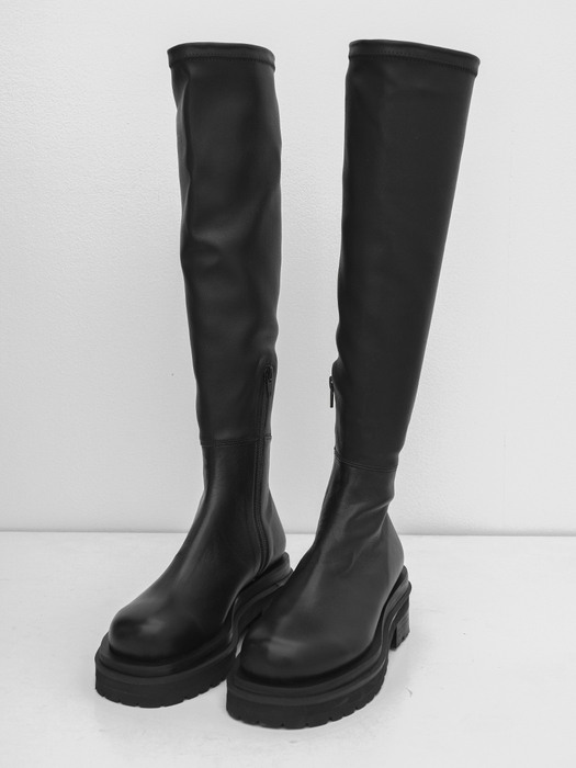 Spandex Long Boots_BLACK LEATHER