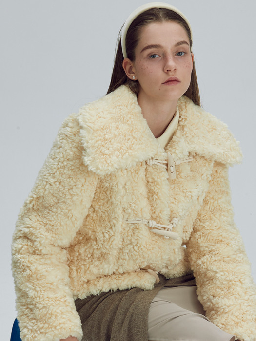 Toggle fur jacket - Custard yellow