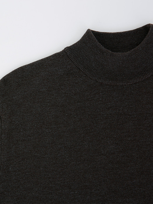 Merino wool Moc-Neck knit (Brown)