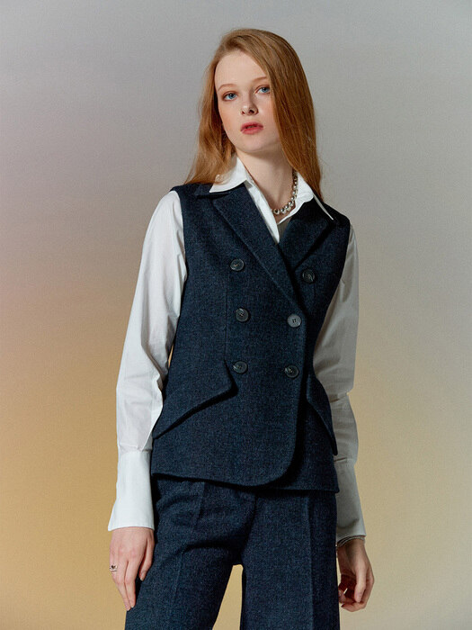 [TA212VPT05P] tailored double breast vest(jacket)