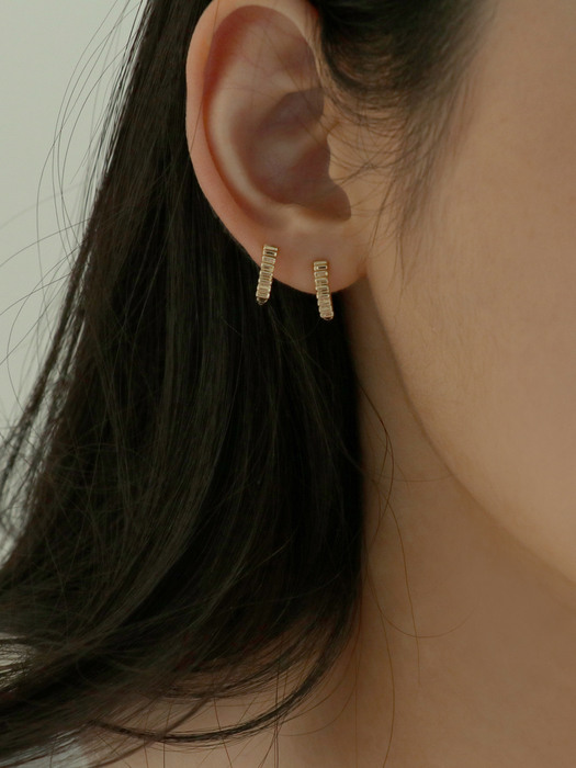 [싱글판매]14K gold one touch stripe earring