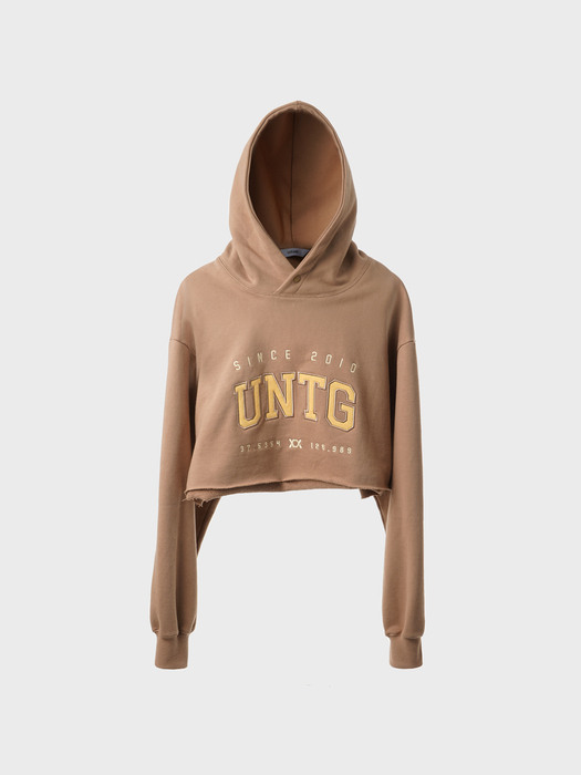 Logo-Embroidered Cropped Hooded Sweat Shirt[Brown(UNISEX)]_UTT-FH06
