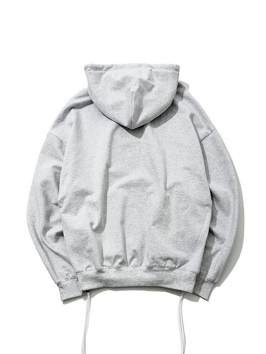 INSERT ZIP STRING PULL OVER HOODIE_MELANGE WH