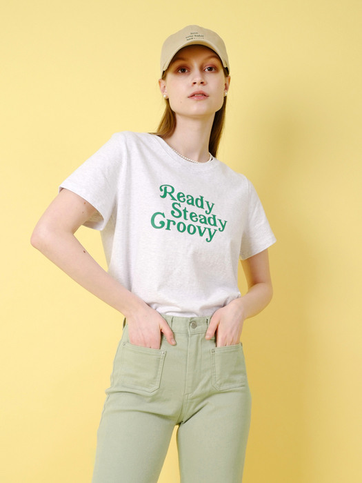 ready steady groovy T-shirt(melange_green)