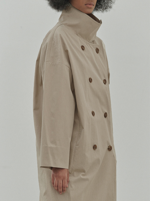 High-neck Double Trenchcoat (2colors)