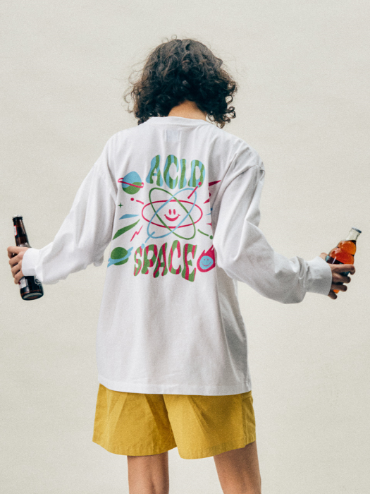 ACID SPACE LONG SLEEVE T-SHIRTS (CLEAR WHITE)