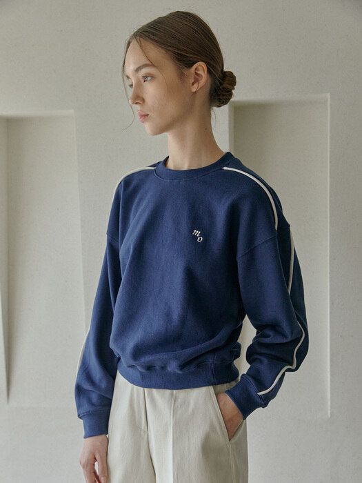 COLOR LINE SWEAT SHIRT NAVY