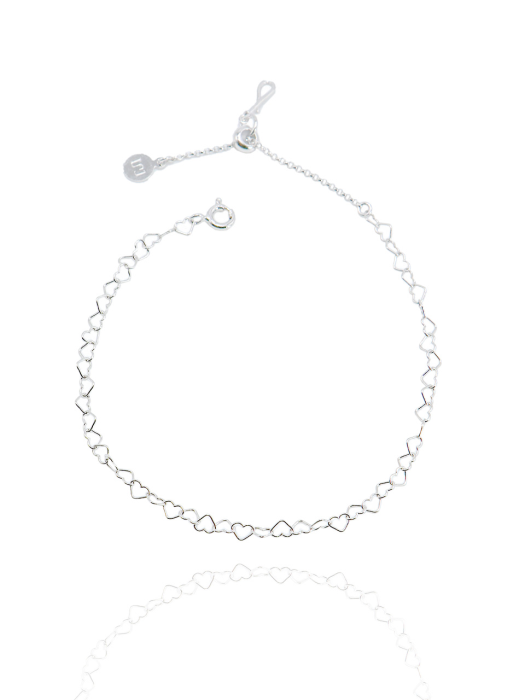 Tiny Heart Chain Silver Anklet Iak35 [Silver]
